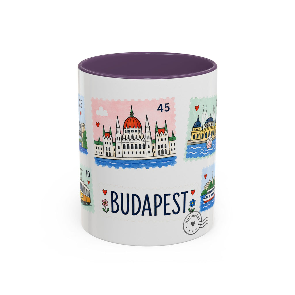 Budapest Coffee Mug | Postage Stamp Collage Mug | Travel Souvenir Accent Cup 11oz 15oz
