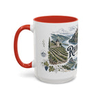 Rhine Valley Mug, Germany Travel Souvenir, Bucket List Gift, Accent Ceramic Coffee Mug 11oz 15oz