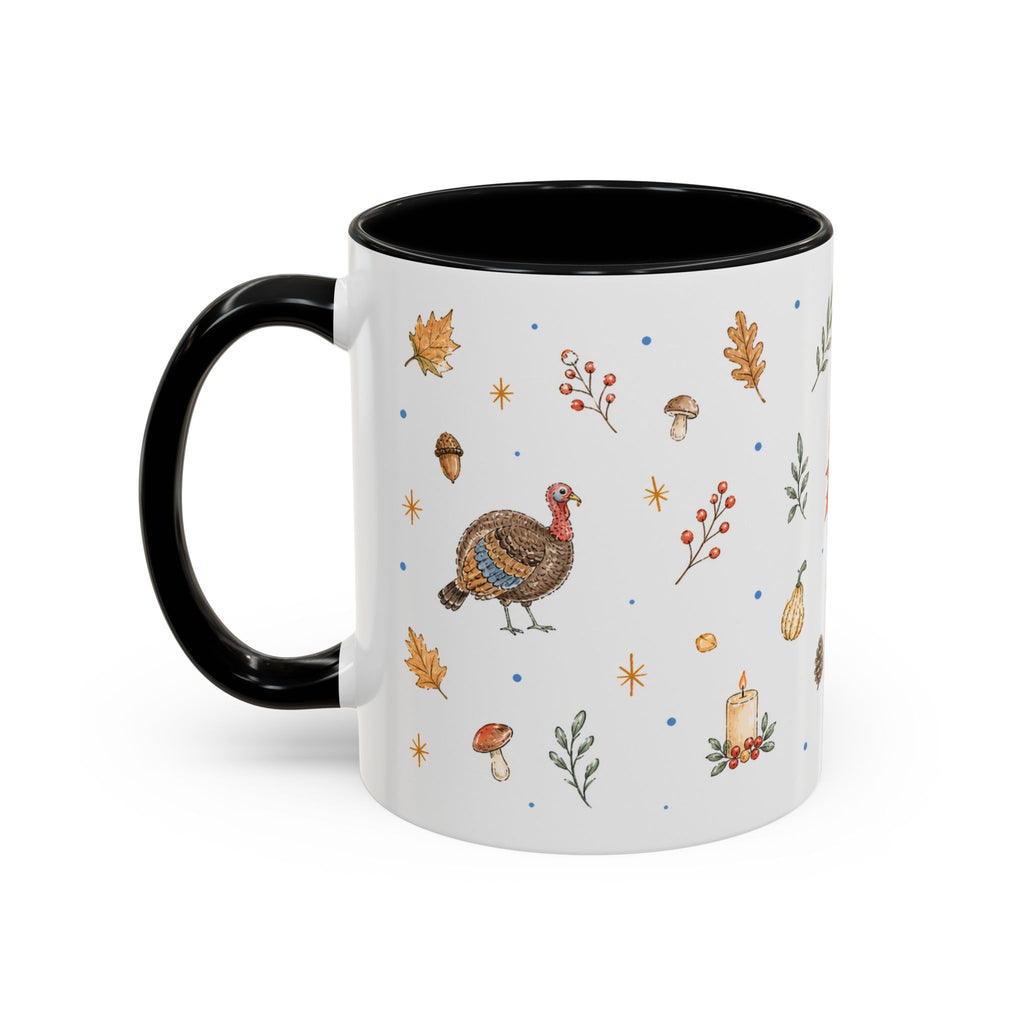 Thanksgiving Turkey Mug | Friendly Woodland Watercolor Gift | Autumn Accent Cup 11oz 15oz