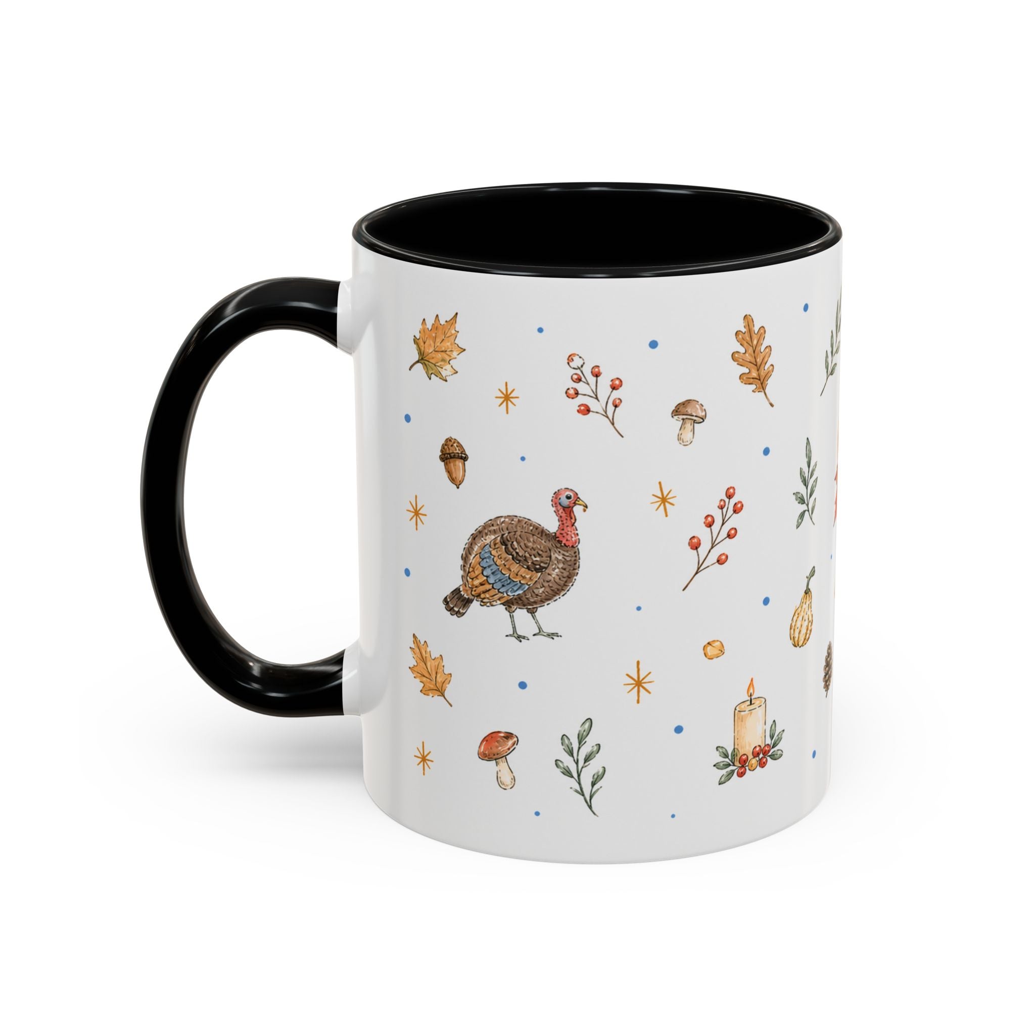 Thanksgiving Turkey Mug | Friendly Woodland Watercolor Gift | Autumn Accent Cup 11oz 15oz