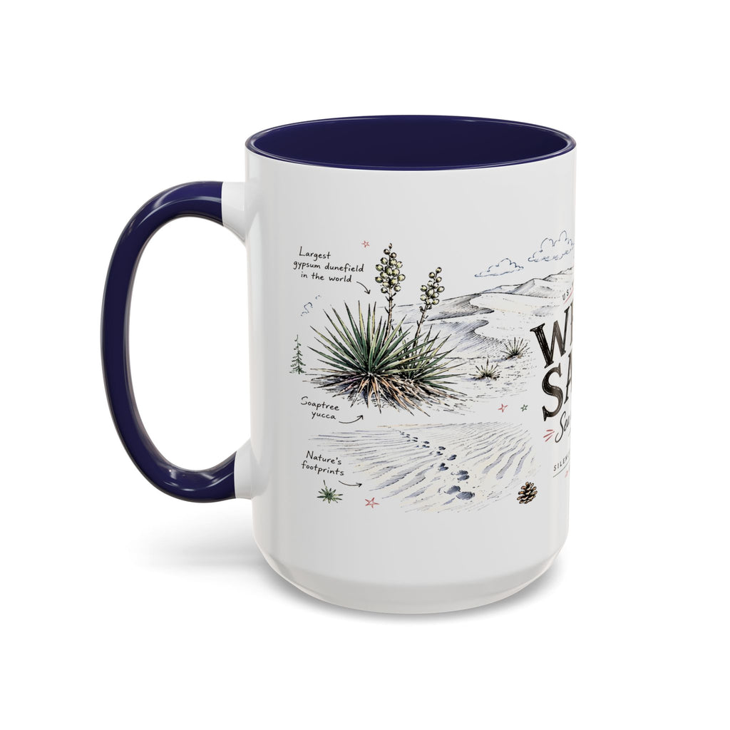 White Sands National Park Coffee Mug | New Mexico Desert Sand Dunes Gift | Accent Color Ceramic 11oz 15oz