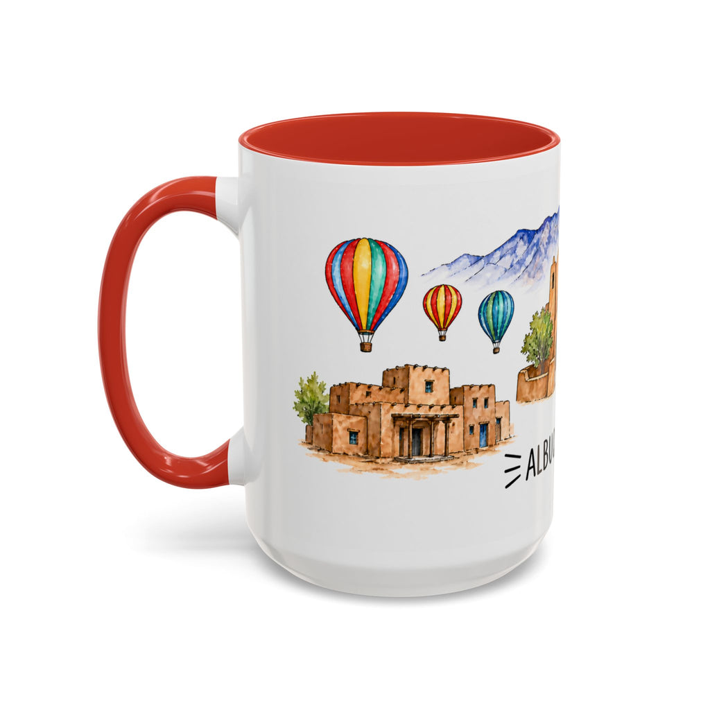 Albuquerque Illustrated Travel Mug | City Souvenir Accent Coffee Mug | 11oz 15oz Ceramic Cup