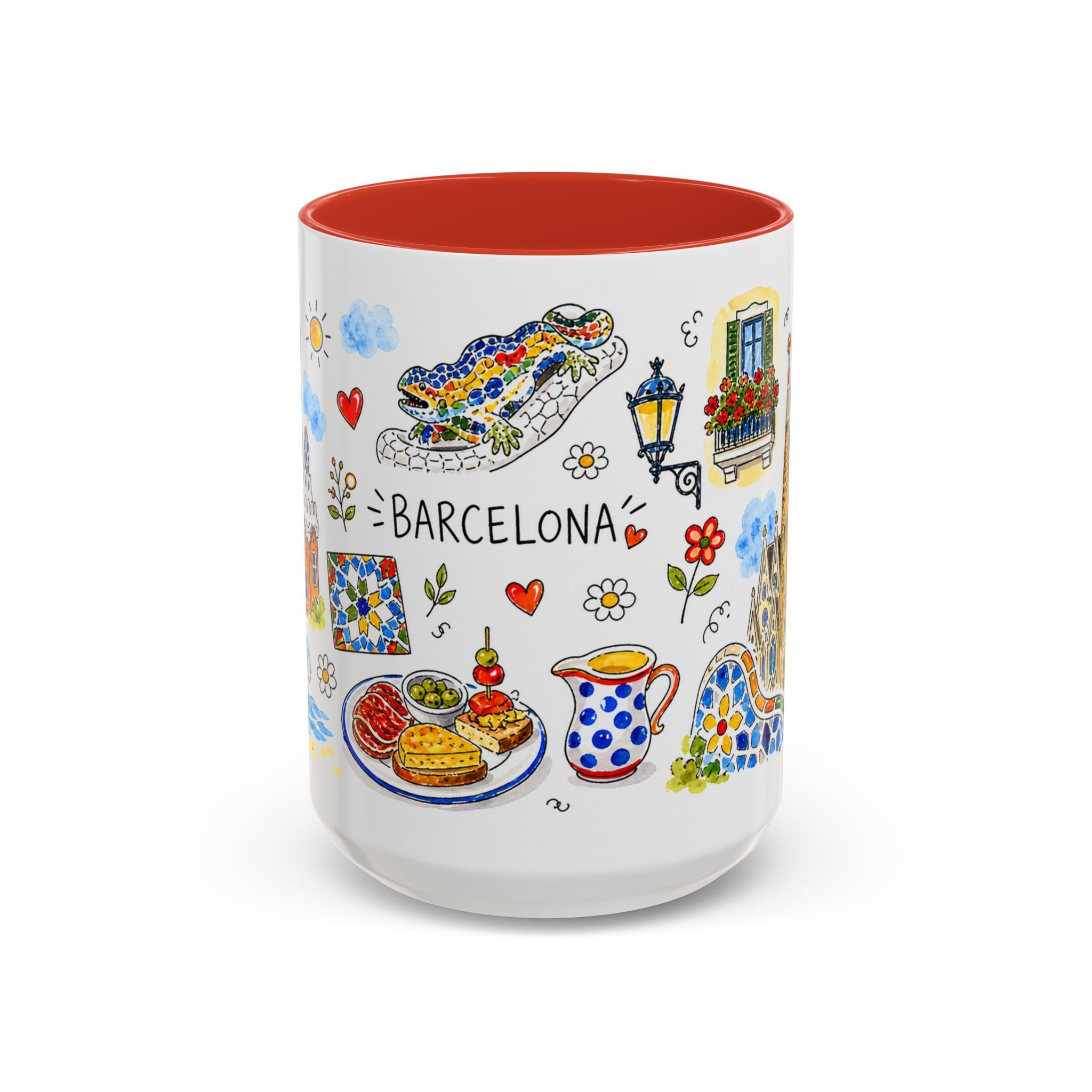 Barcelona Travel Mug | European City Souvenir Accent Coffee Mug | 11oz 15oz Ceramic Cup