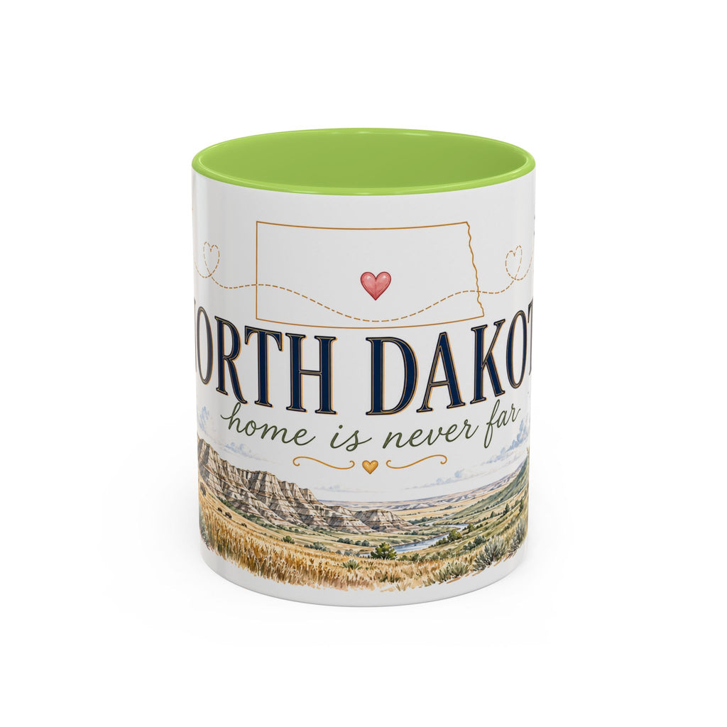 North Dakota State Map Mug | Prairie Rose Botanical Accent Coffee Cup