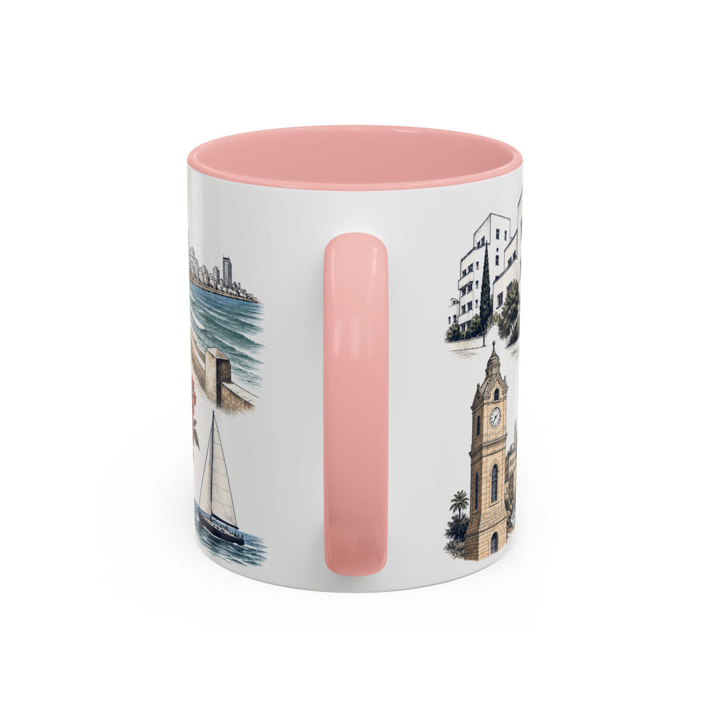 Tel Aviv Coffee Mug | Israel Travel Souvenir | Vintage Illustrated City Gift | 11 oz 15 oz Accent Mug