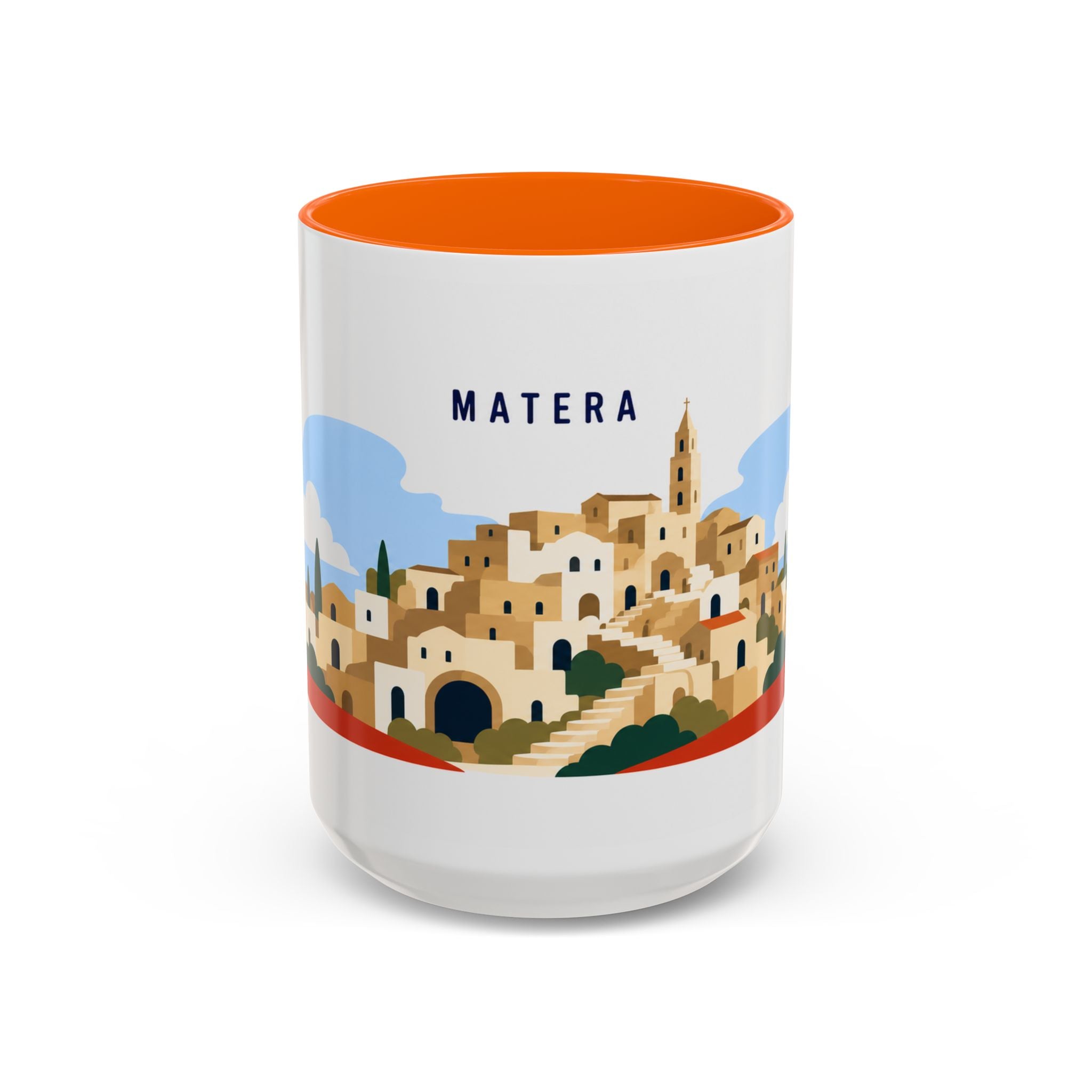 Matera Coffee Mug | Travel Destination Souvenir Gift | Accent Color Ceramic 11oz 15oz