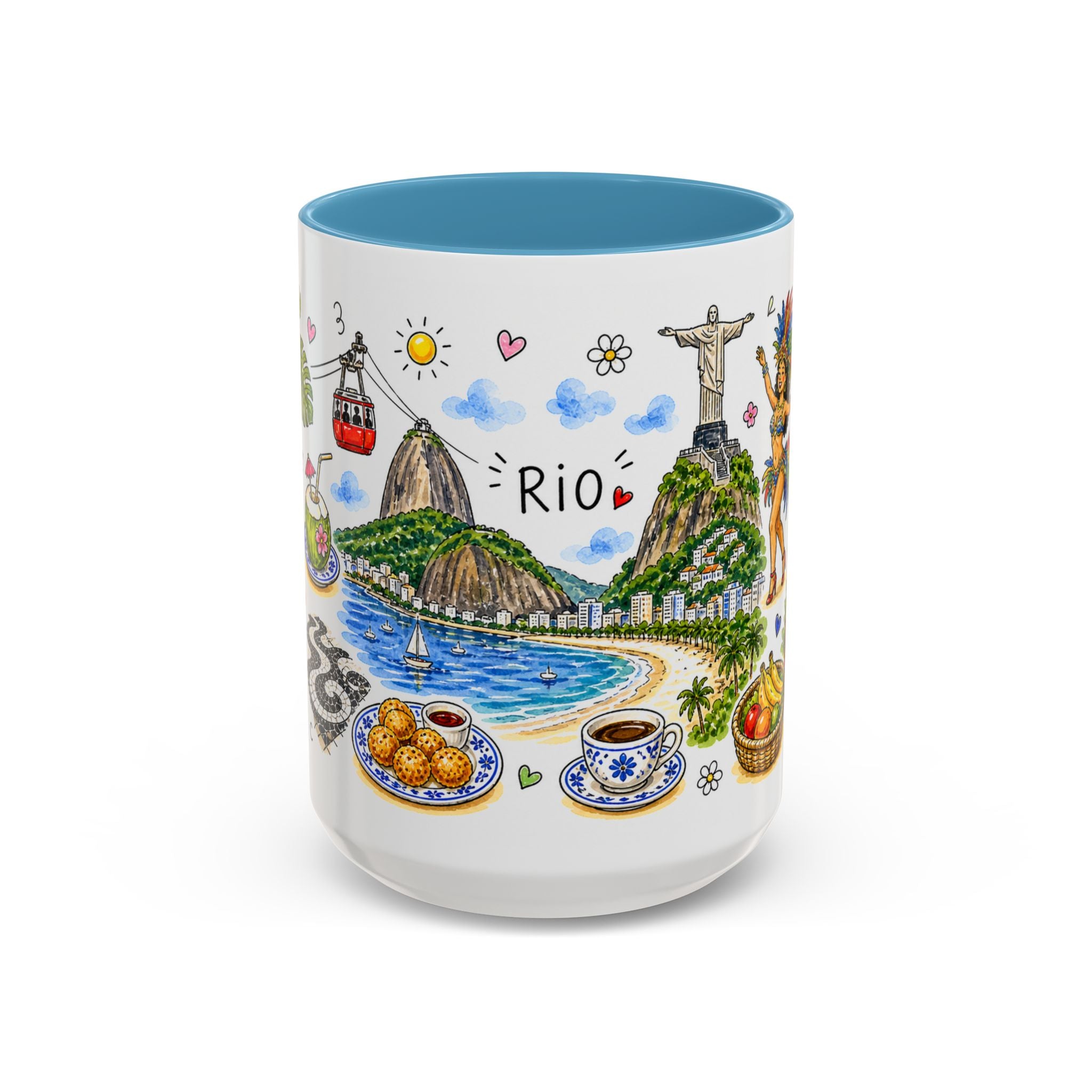 Rio de Janeiro Illustrated Travel Mug | City Souvenir Accent Coffee Mug | 11oz 15oz Ceramic Cup