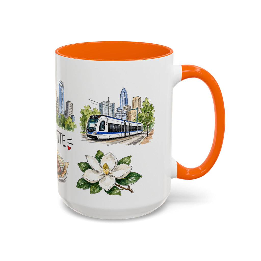 Charlotte Illustrated Travel Mug | City Souvenir Accent Coffee Mug | 11oz 15oz Ceramic Cup