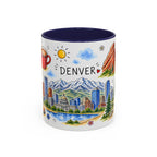 Denver Illustrated Travel Mug | City Souvenir Accent Coffee Mug | 11oz 15oz Ceramic Cup