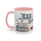 Singapore Coffee Mug | Asia Souvenir Travel Gift | Accent Color Ceramic 11oz 15oz