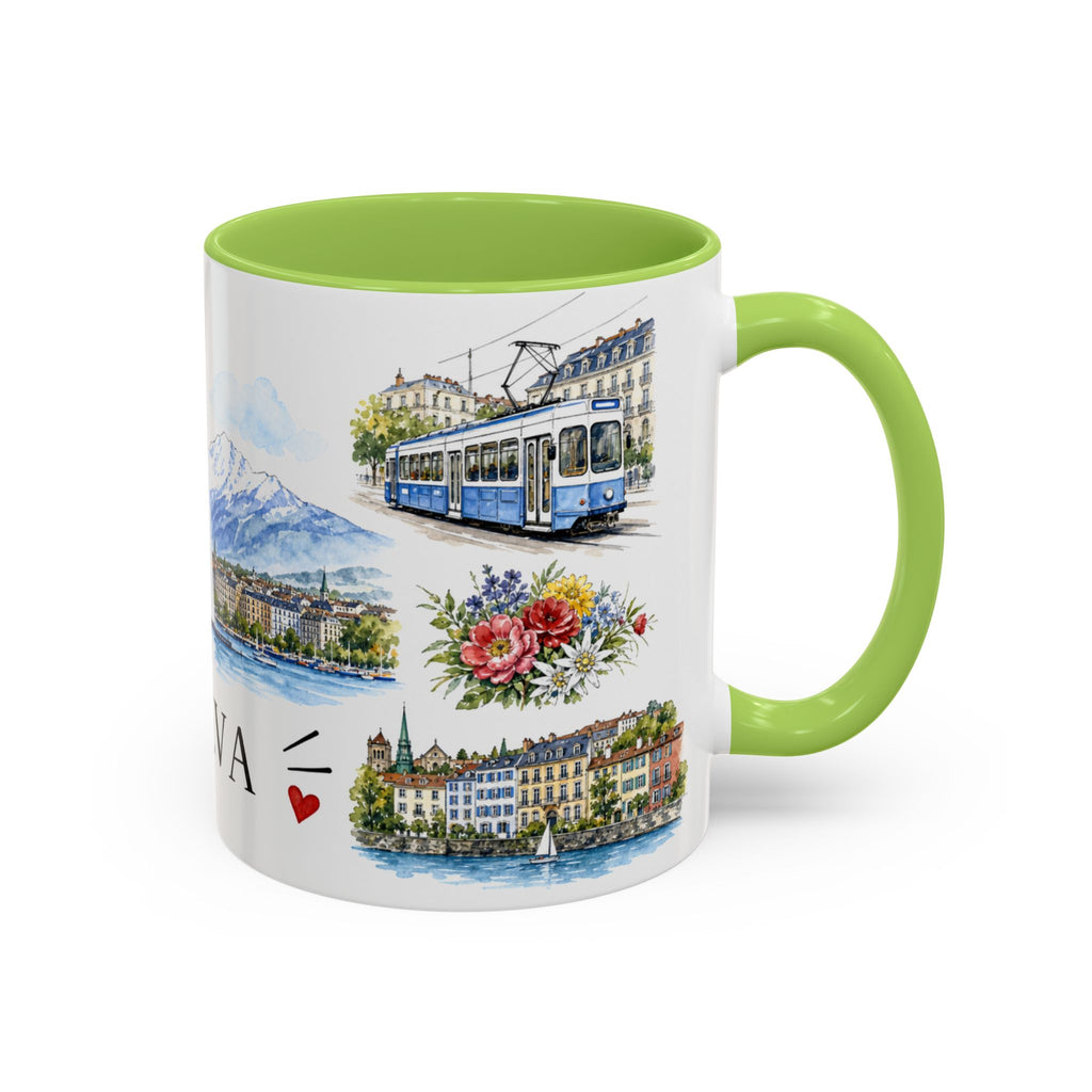 Geneva Illustrated Travel Mug | City Souvenir Accent Coffee Mug | 11oz 15oz Ceramic Cup