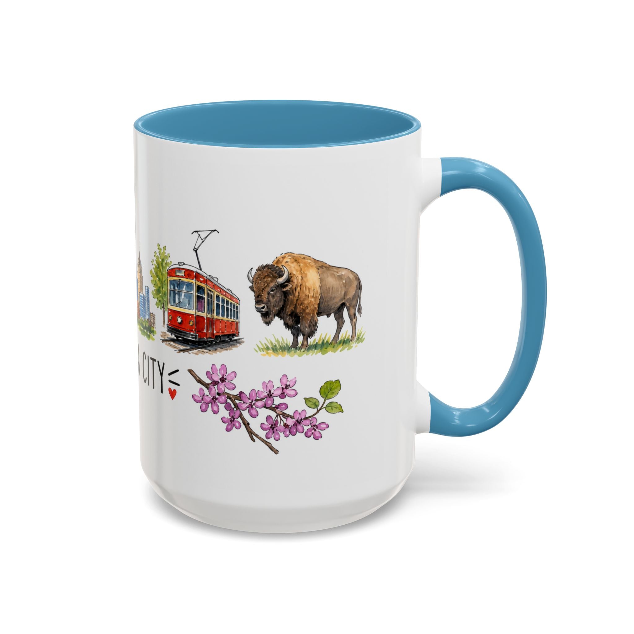 Oklahoma City Illustrated Travel Mug | City Souvenir Accent Coffee Mug | 11oz 15oz Ceramic Cup