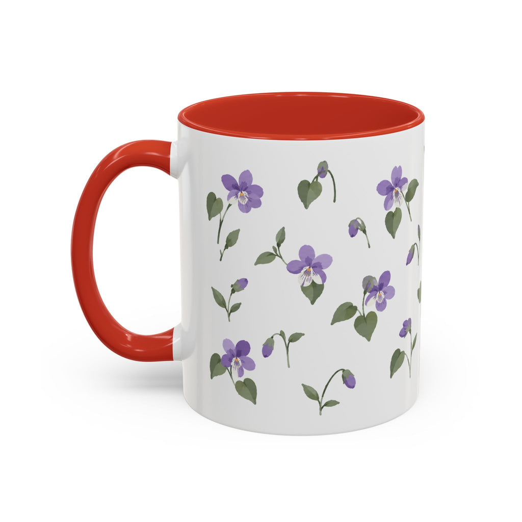 Rhode Island Violet Mug, State Flower Floral Coffee Cup, 11oz Botanical Gift