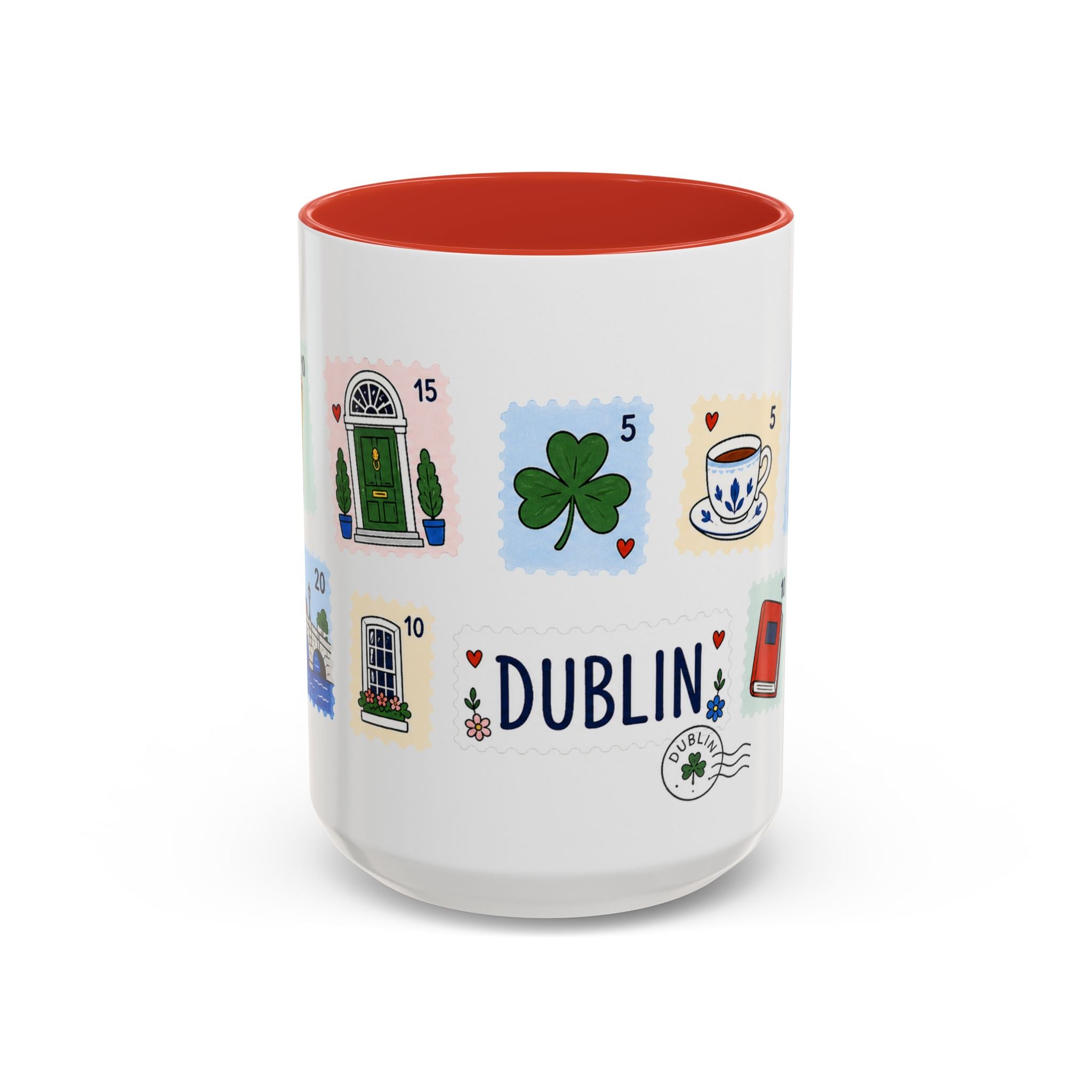 Dublin Coffee Mug | Postage Stamp Collage Mug | Travel Souvenir Accent Cup 11oz 15oz