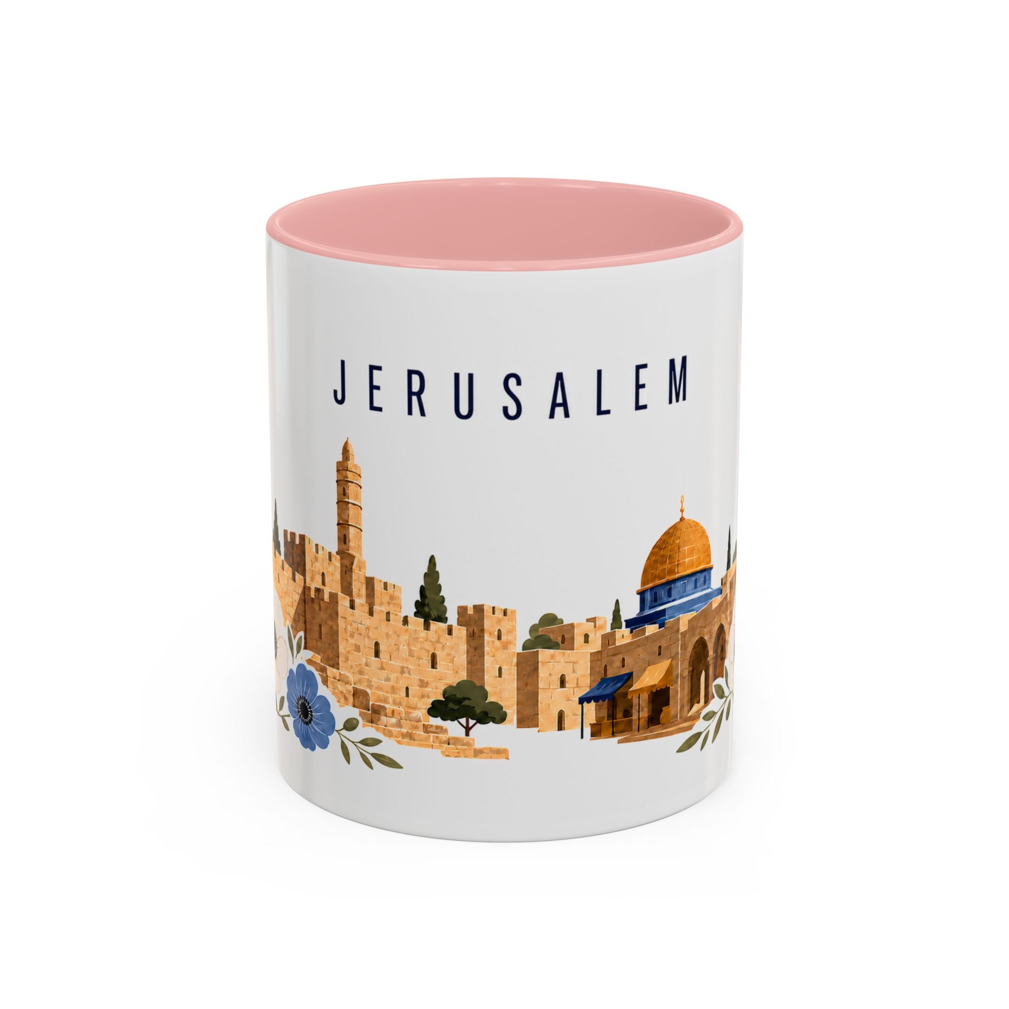 Jerusalem Coffee Mug | Israel Travel Souvenir | Porcelain Decal City Gift | 11oz 15oz Accent Mug