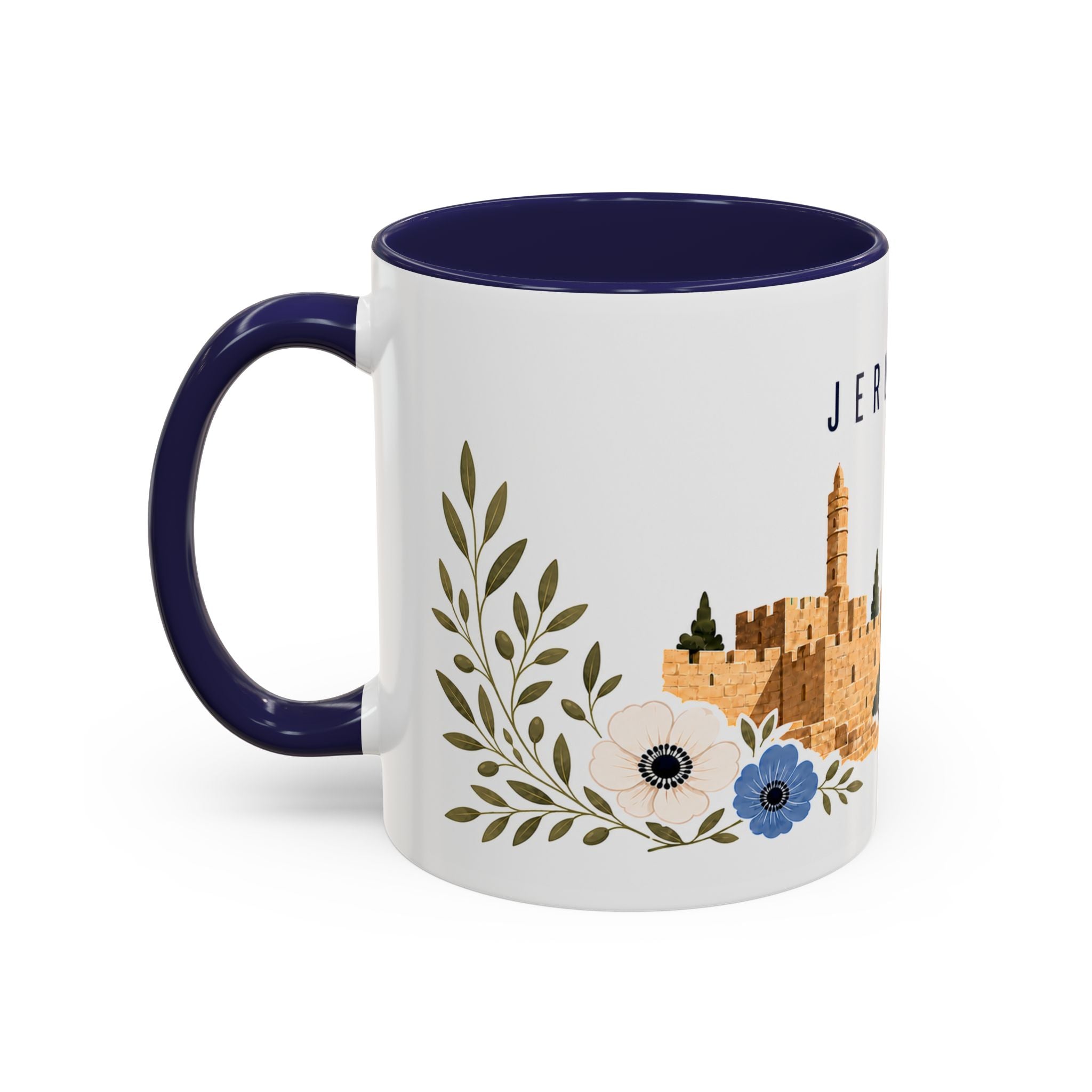 Jerusalem Coffee Mug | Israel Travel Souvenir | Porcelain Decal City Gift | 11oz 15oz Accent Mug