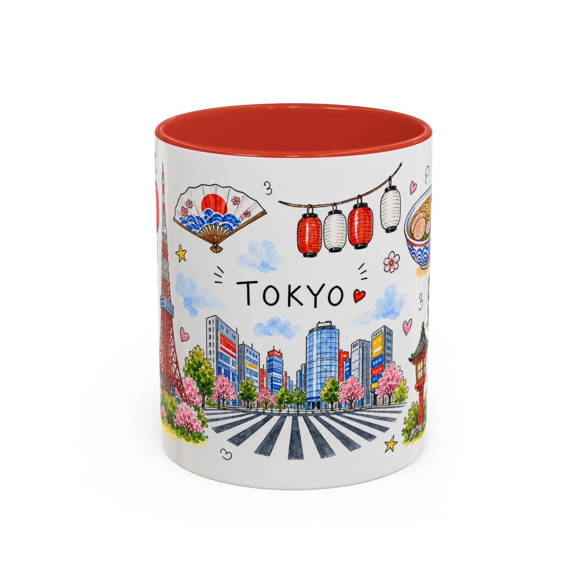 Tokyo Illustrated Travel Mug | City Souvenir Accent Coffee Mug | 11oz 15oz Ceramic Cup
