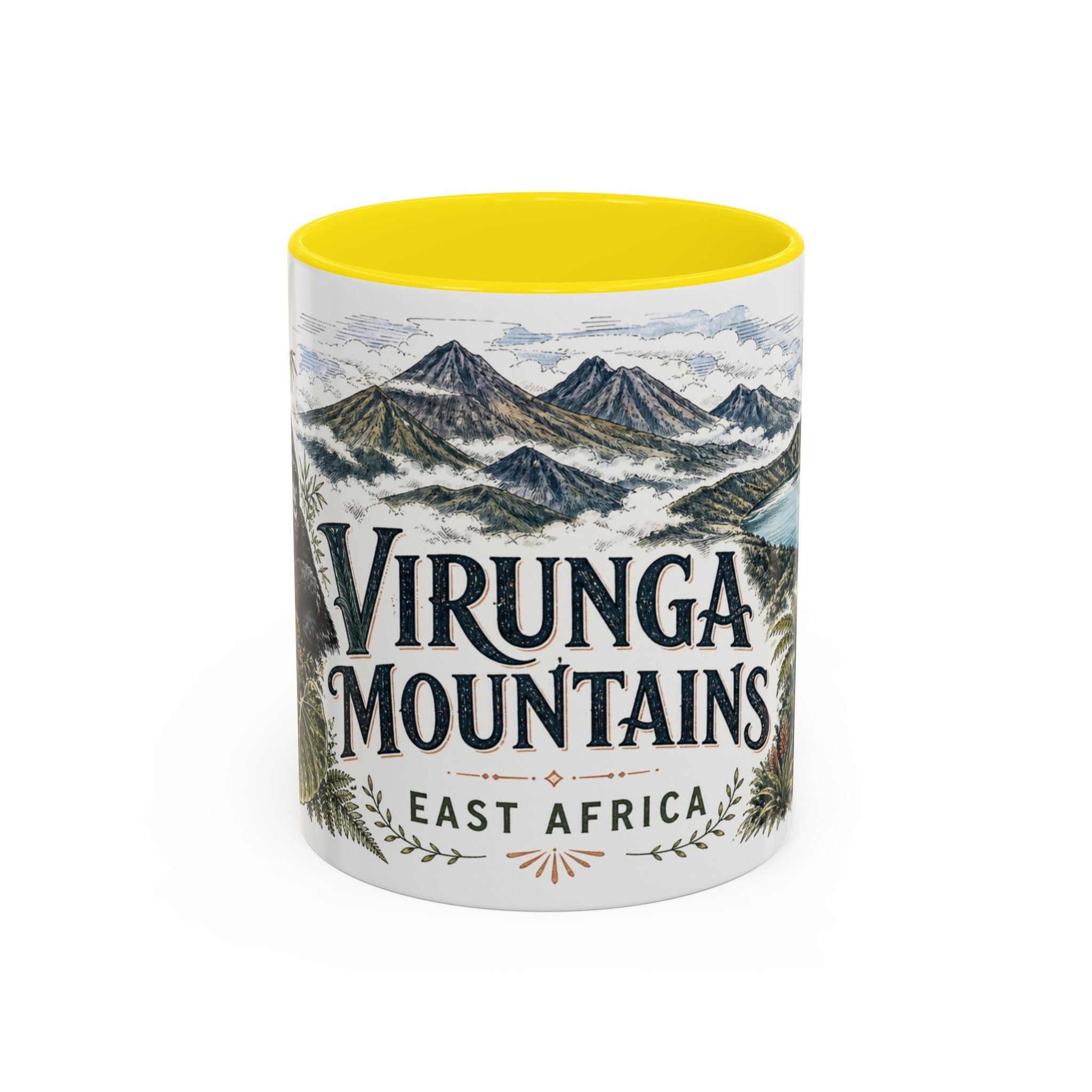 Virunga Mountains Mug, East Africa Travel Souvenir, Bucket List Gift, Accent Ceramic Coffee Mug 11oz 15oz