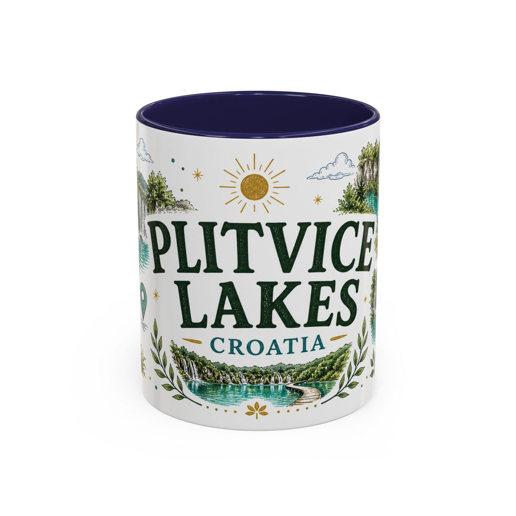 Plitvice Lakes Coffee Mug | Travel Destination Souvenir Gift | Accent Color Ceramic 11oz 15oz