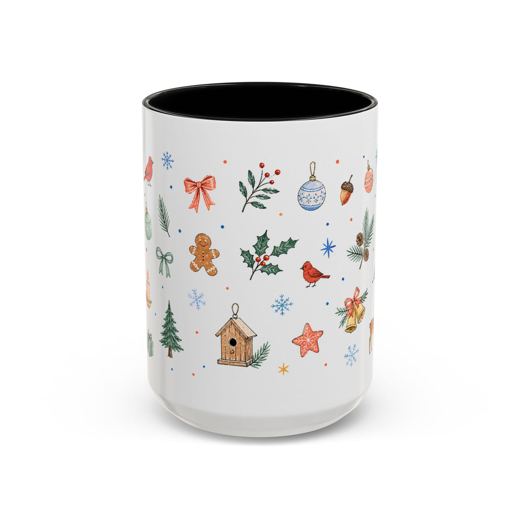 Woodland Christmas Mug | Deer Bird Watercolor Holiday Gift | Accent Cup 11oz 15oz