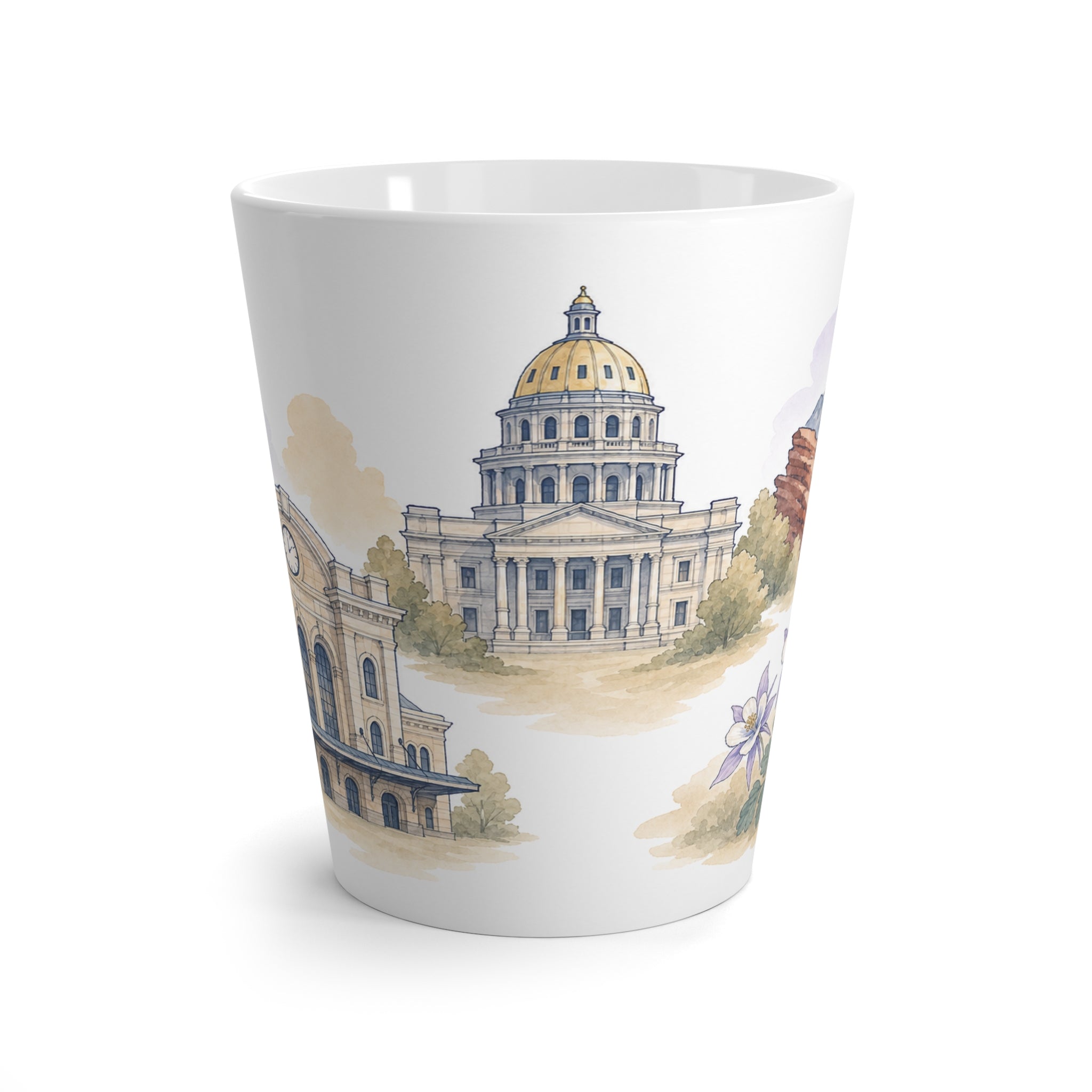 Denver Latte Mug | Watercolor City Travel Mug | 12 oz Ceramic Souvenir Gift