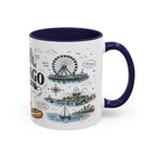 Chicago Coffee Mug | Illinois Souvenir City Gift | Accent Color Ceramic 11oz 15oz