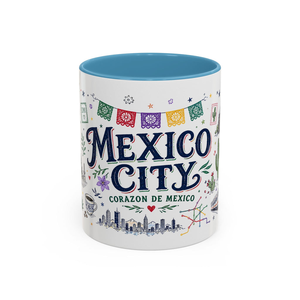 Mexico City Coffee Mug | Mexico Souvenir Travel Gift | Accent Color Ceramic 11oz 15oz