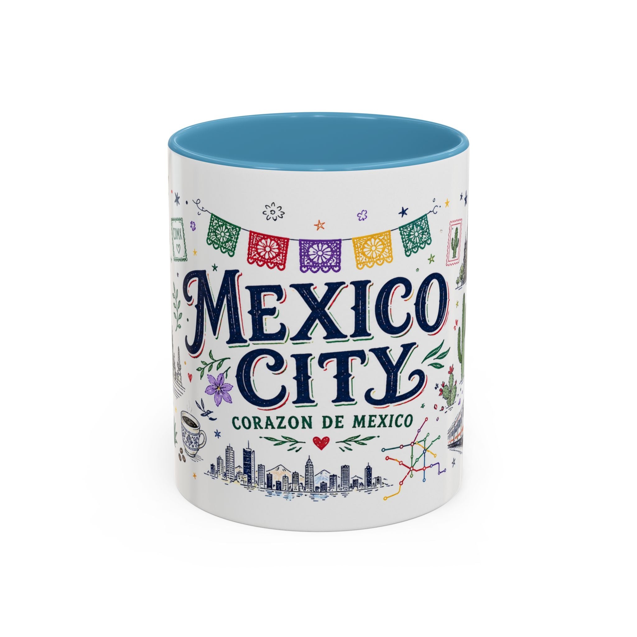 Mexico City Coffee Mug | Mexico Souvenir Travel Gift | Accent Color Ceramic 11oz 15oz