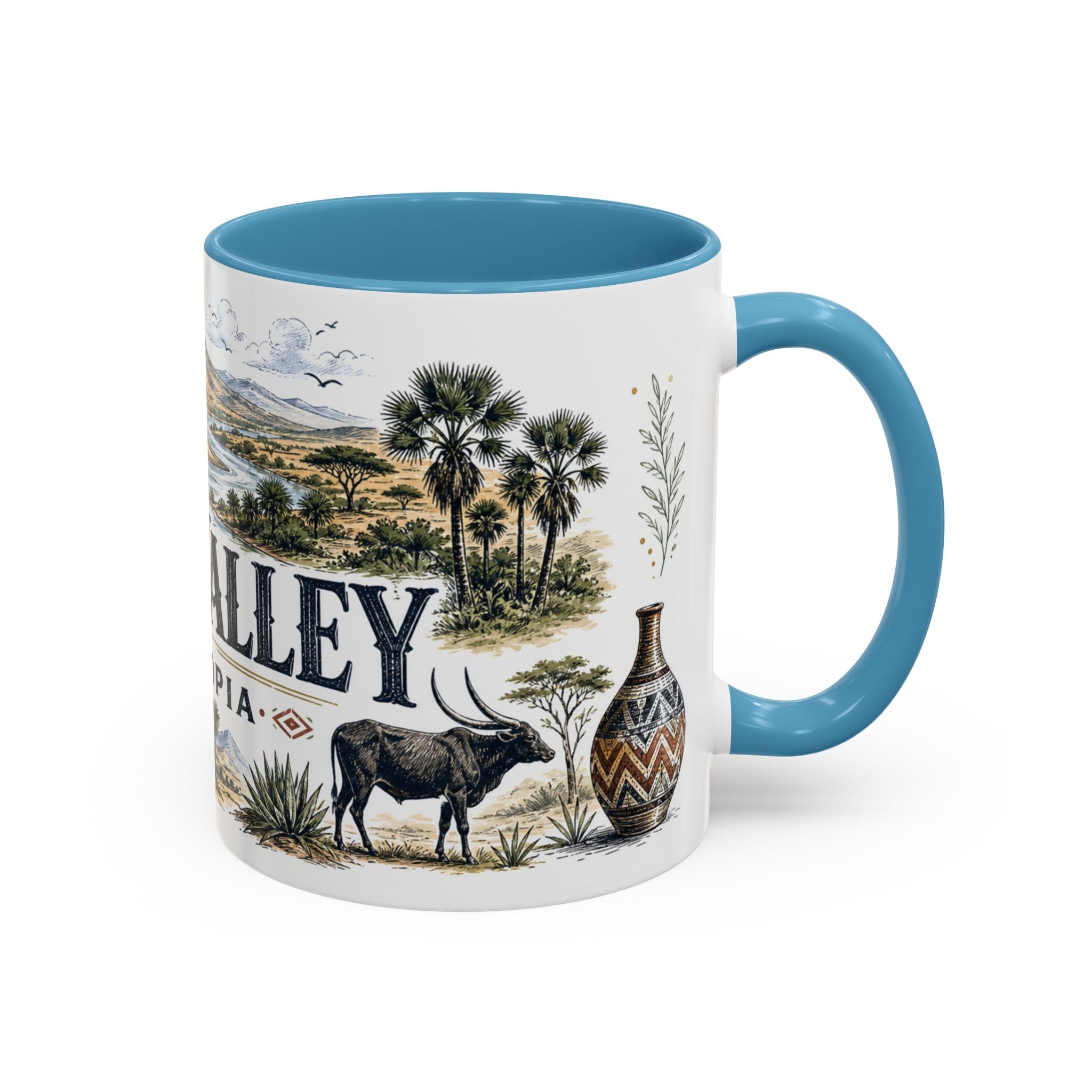 Omo Valley Mug, Ethiopia Travel Souvenir, Bucket List Gift, Accent Ceramic Coffee Mug 11oz 15oz