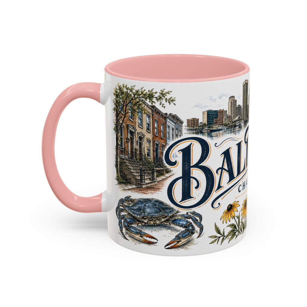 Baltimore Coffee Mug | United States Travel Souvenir | Vintage Illustrated City Gift | 11 oz 15 oz Accent Mug