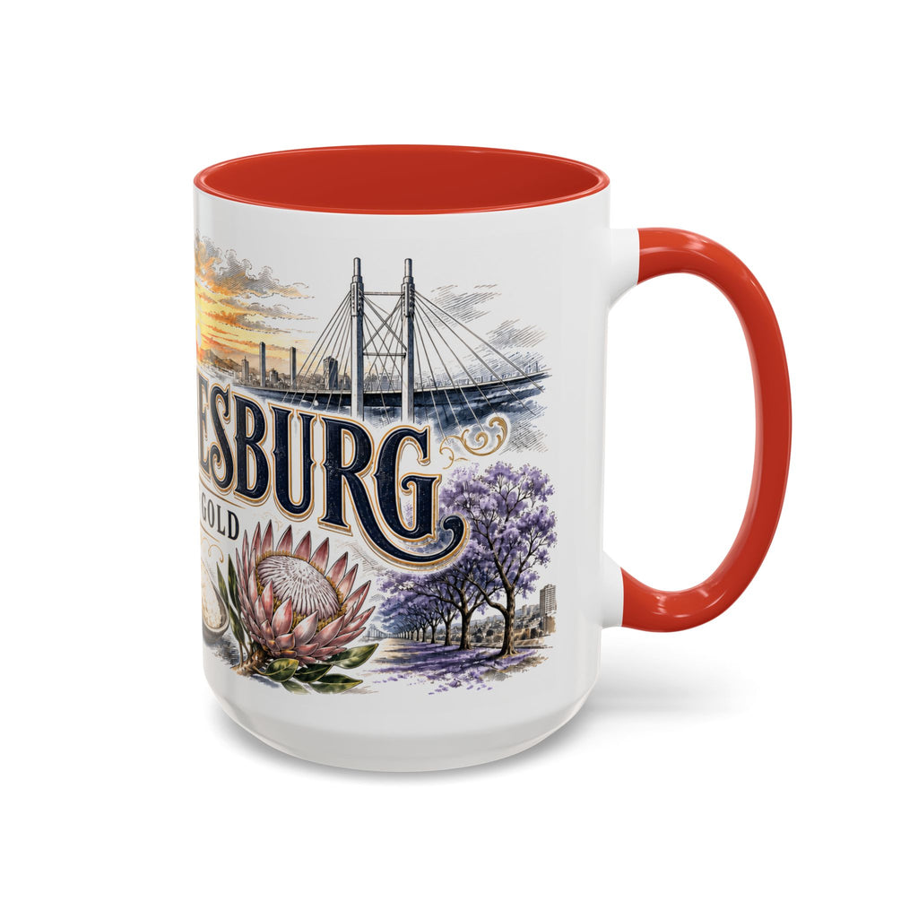 Johannesburg Coffee Mug | South Africa Travel Souvenir | Vintage Illustrated City Gift | 11 oz 15 oz Accent Mug