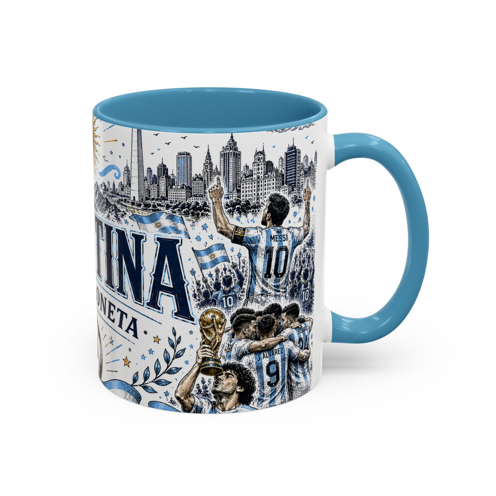 Argentina Soccer Coffee Mug | Soccer Fan Gift | Accent Color Ceramic 11oz 15oz Match Day Cup
