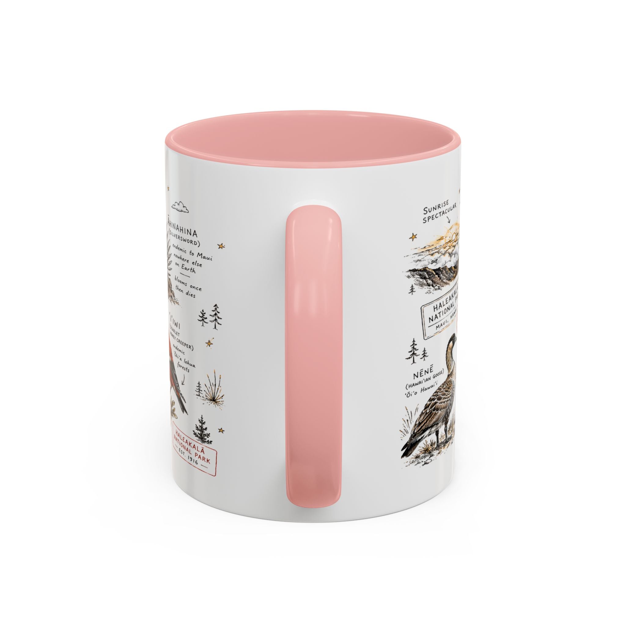 Haleakala National Park Coffee Mug | Hawaii Maui Sunrise Crater Gift | Accent Color Ceramic 11oz 15oz