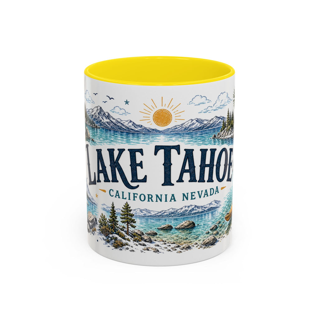 Lake Tahoe Mug, California Nevada Travel Souvenir, Bucket List Gift, Accent Ceramic Coffee Mug 11oz 15oz