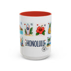 Honolulu Coffee Mug | Postage Stamp Collage Mug | Travel Souvenir Accent Cup 11oz 15oz