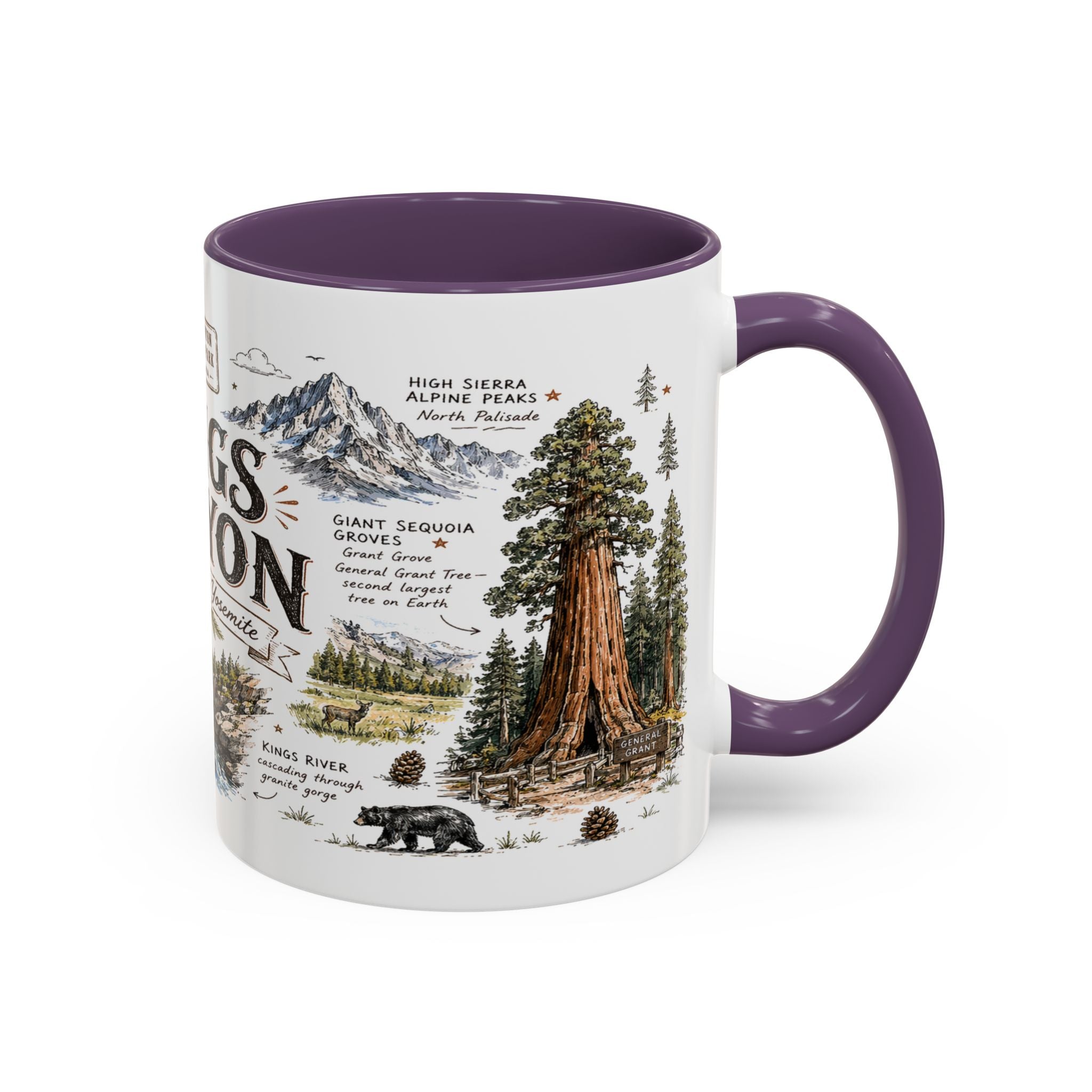 Kings Canyon National Park Coffee Mug | California Sierra Nevada Sequoia Gift | Accent Color Ceramic 11oz 15oz