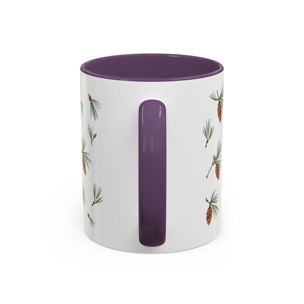 Maine White Pine Cone and Tassel Mug, State Flower Floral Coffee Cup, 11oz Botanical Gift