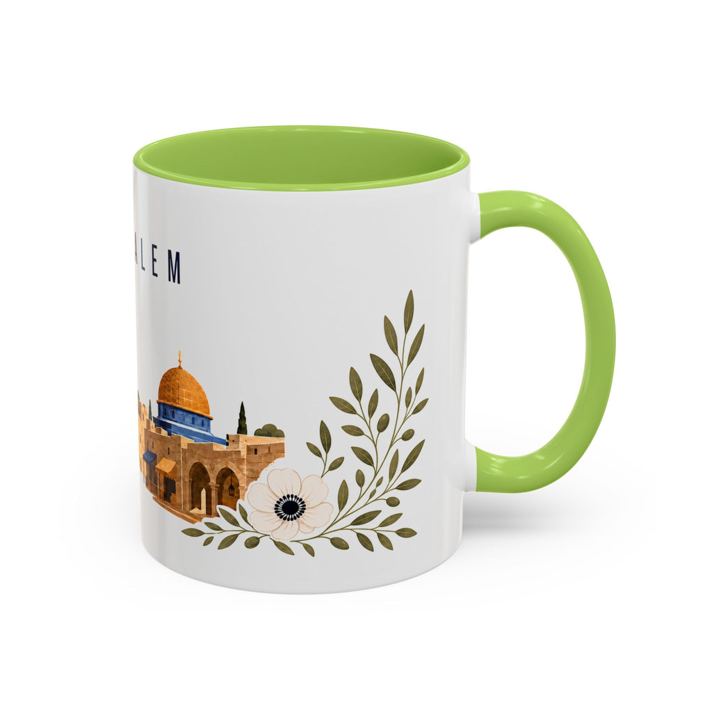 Jerusalem Coffee Mug | Israel Travel Souvenir | Porcelain Decal City Gift | 11oz 15oz Accent Mug