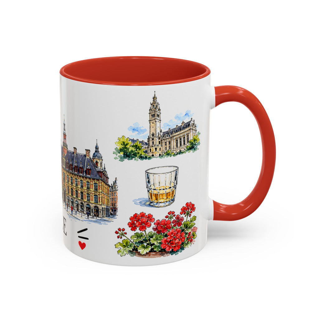 Lille Illustrated Travel Mug | City Souvenir Accent Coffee Mug | 11oz 15oz Ceramic Cup