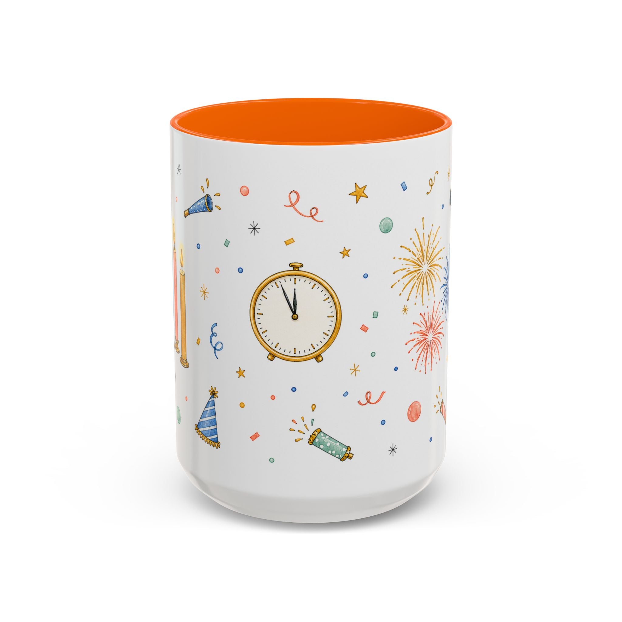 New Year Midnight Mug | Candle Firework Watercolor Party Gift | Accent Cup 11oz 15oz