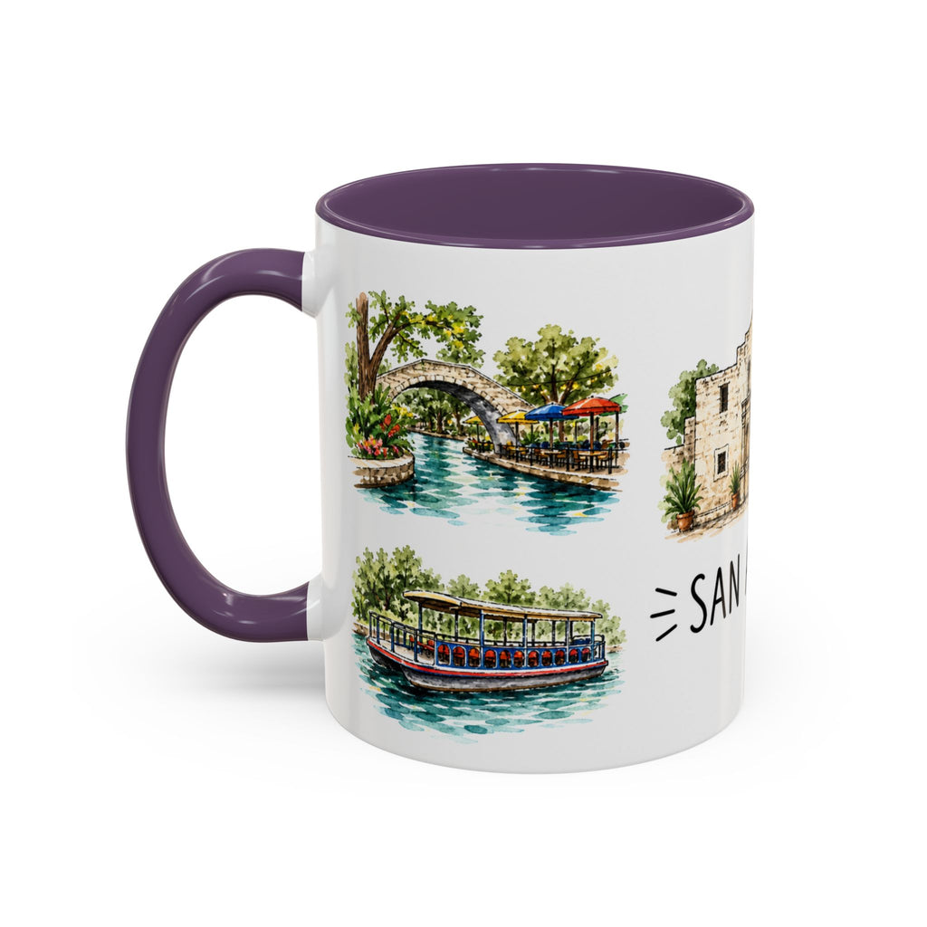 San Antonio Illustrated Travel Mug | City Souvenir Accent Coffee Mug | 11oz 15oz Ceramic Cup