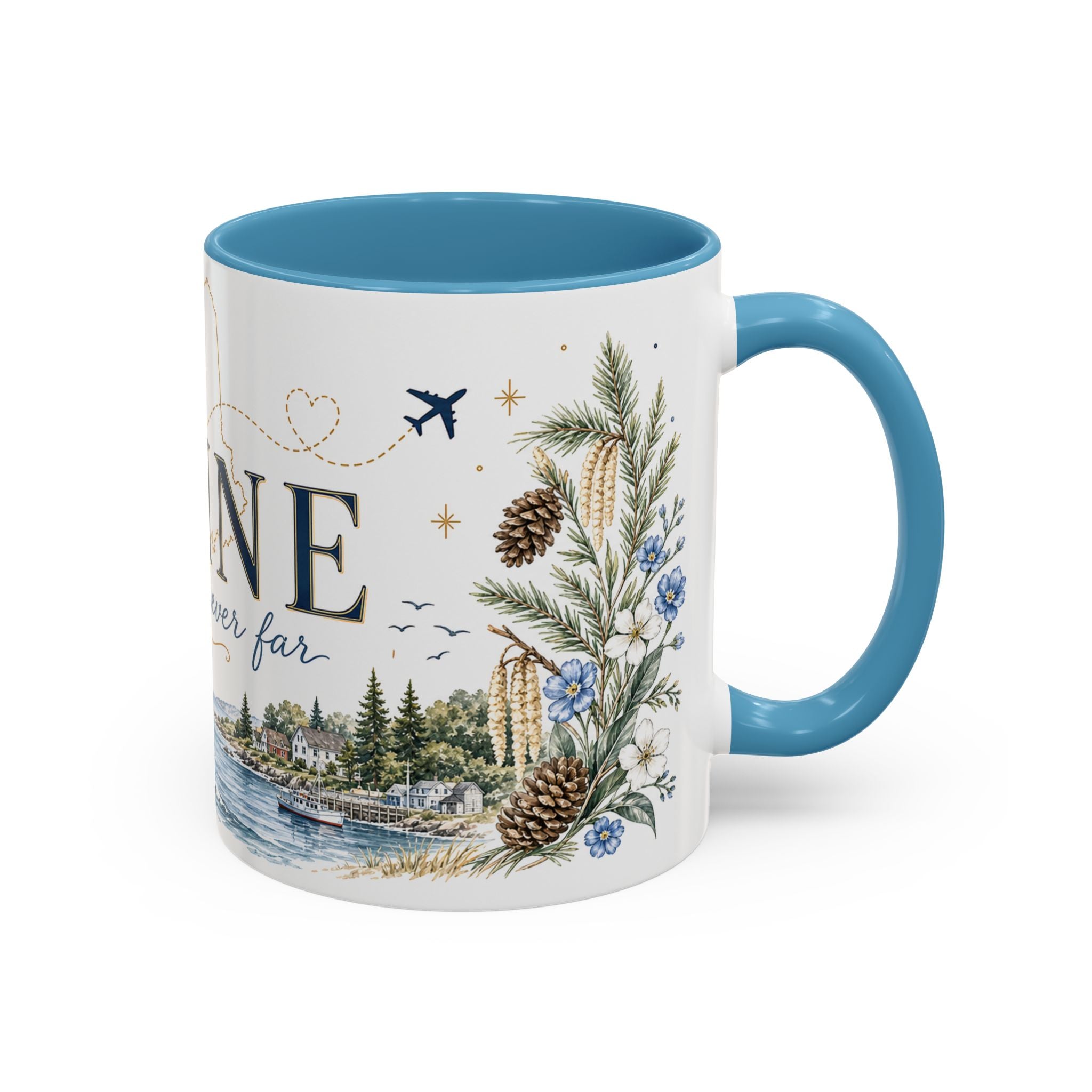 Maine State Mug | Moving Away, Long Distance Friendship Gift | 11oz 15oz Accent Mug
