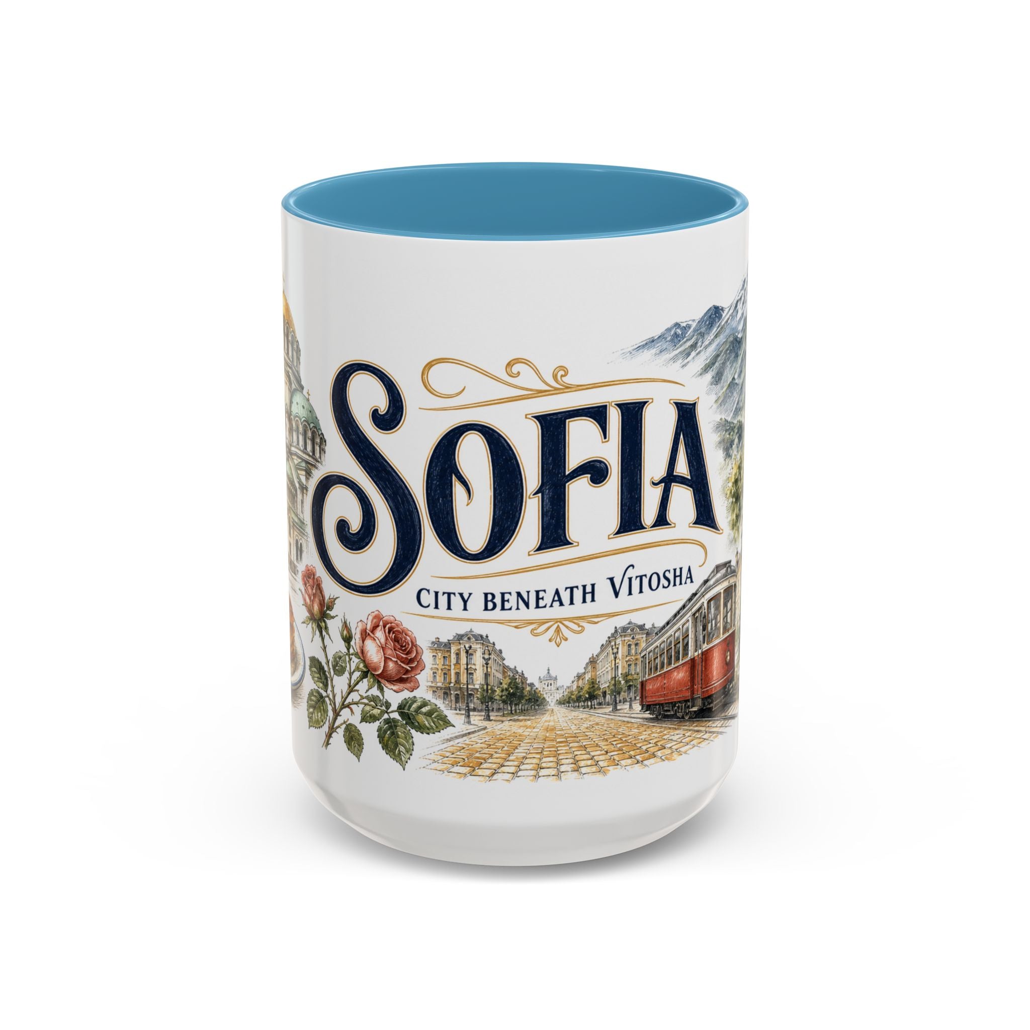 Sofia Coffee Mug | Bulgaria Travel Souvenir | Vintage Illustrated City Gift | 11 oz 15 oz Accent Mug