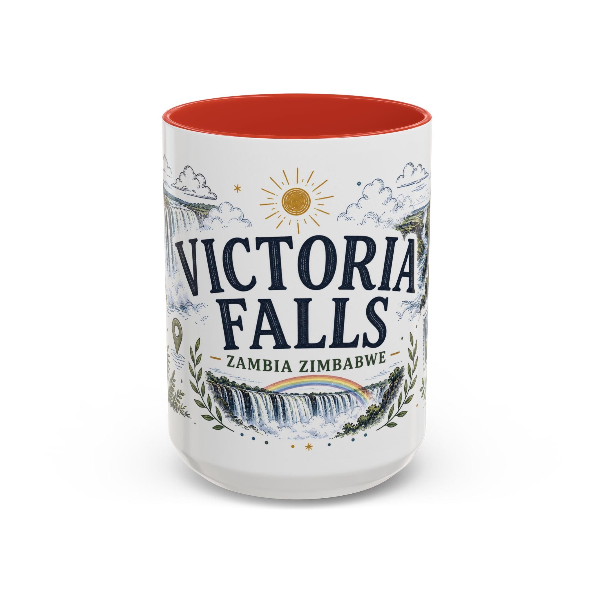 Victoria Falls Coffee Mug | Travel Destination Souvenir Gift | Accent Color Ceramic 11oz 15oz