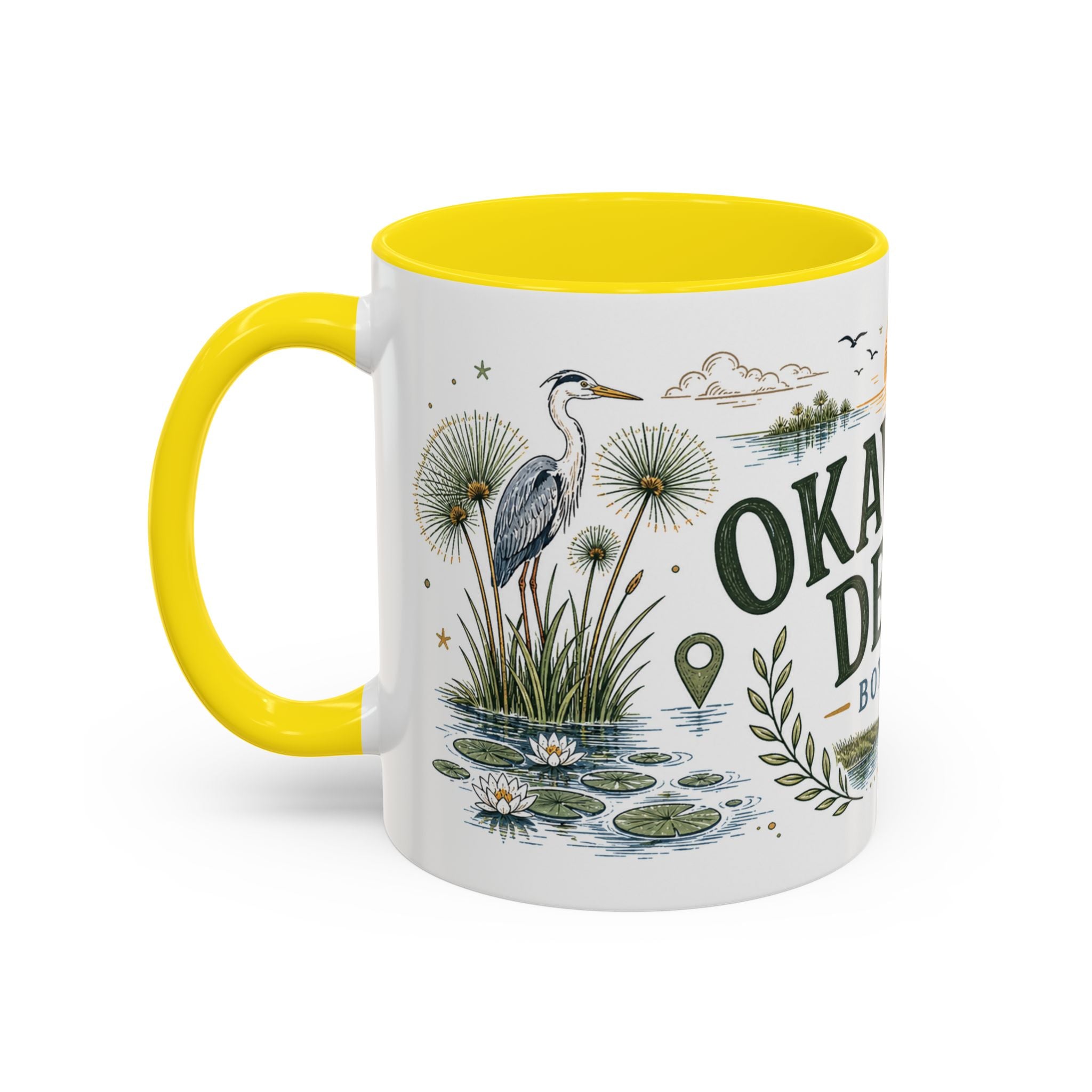 Okavango Delta Coffee Mug | Travel Destination Souvenir Gift | Accent Color Ceramic 11oz 15oz