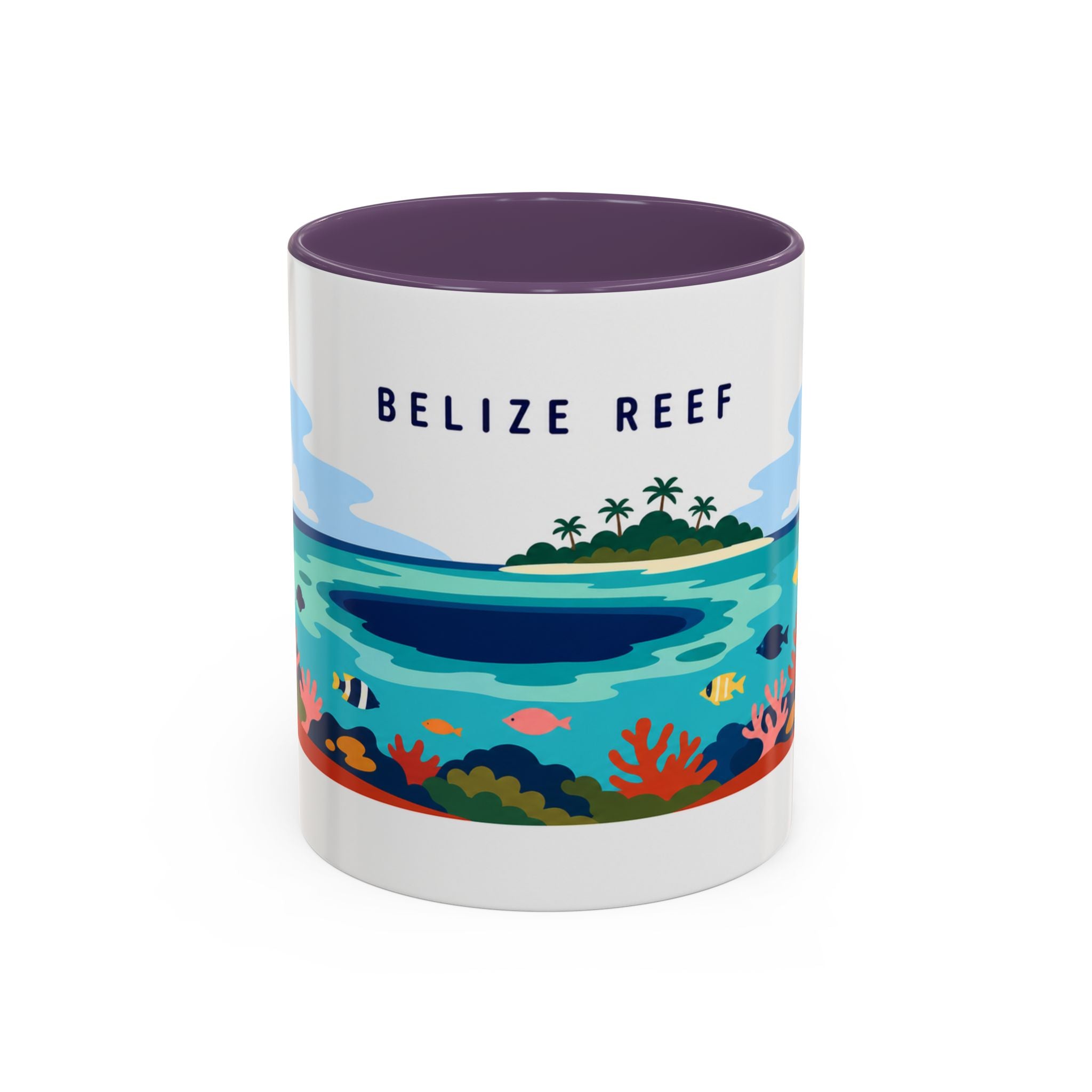 Belize Reef Coffee Mug | Travel Destination Souvenir Gift | Accent Color Ceramic 11oz 15oz