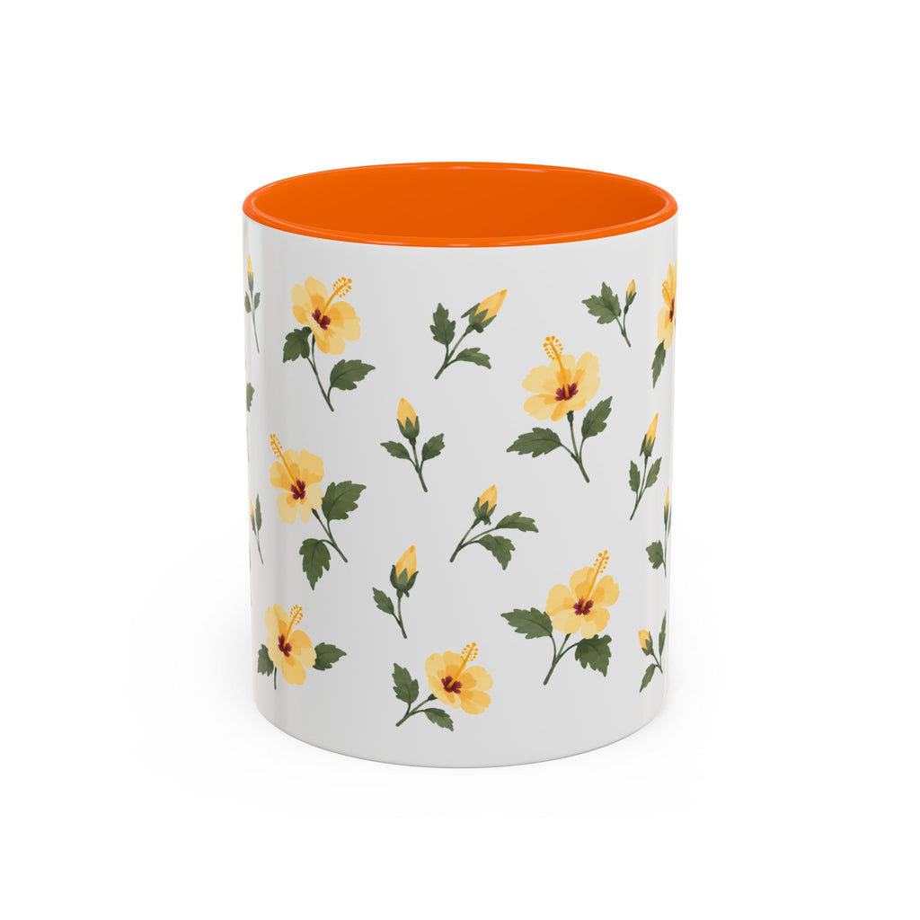 Hawaii Yellow hibiscus Mug, State Flower Floral Coffee Cup, 11oz Botanical Gift