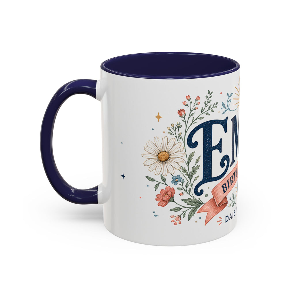 Personalized Name Birth Month Mug | Birth Flower Stone Birthday Gift | 11oz 15oz