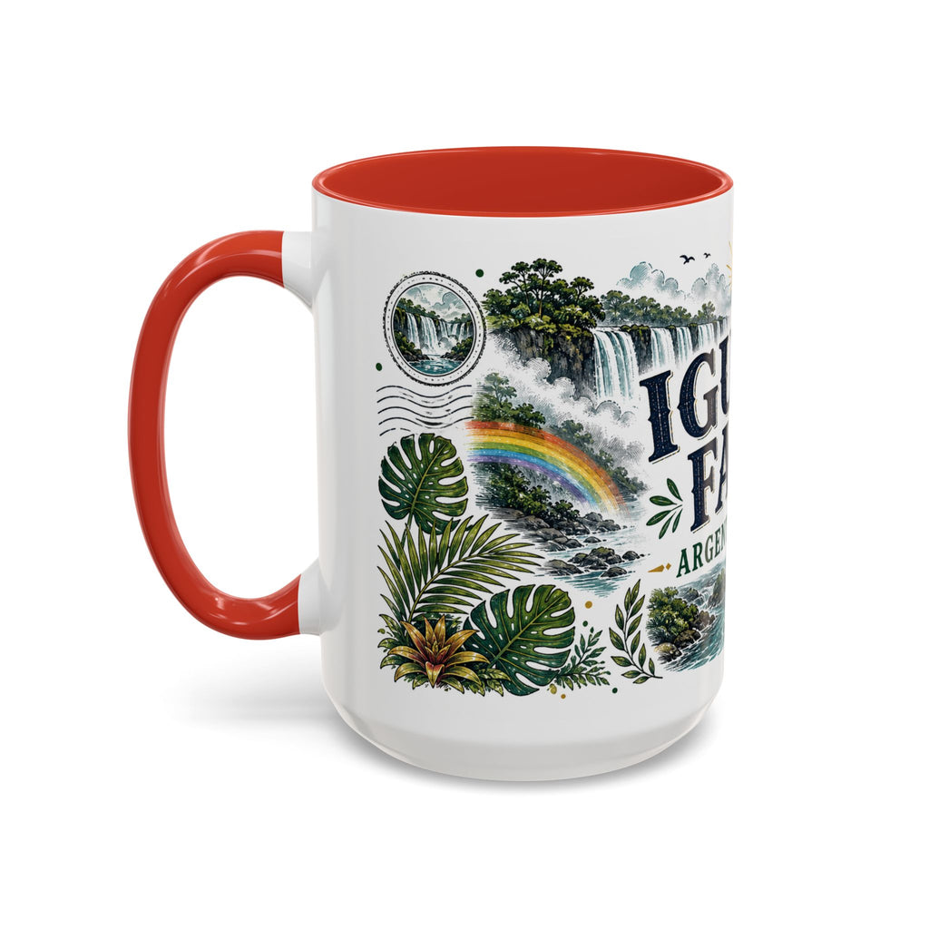 Iguazu Falls Coffee Mug | Travel Destination Souvenir Gift | Accent Color Ceramic 11oz 15oz