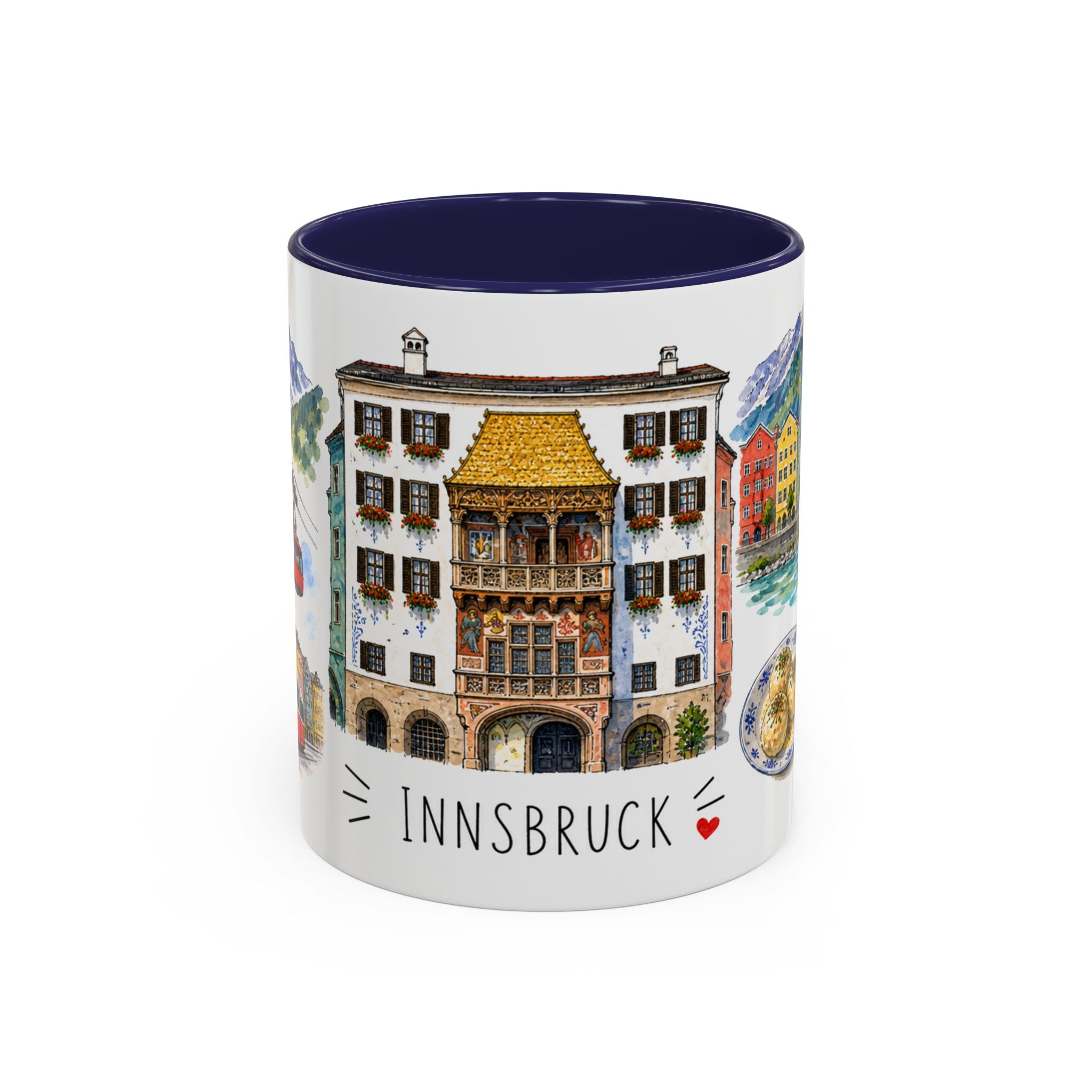 Innsbruck Illustrated Travel Mug | City Souvenir Accent Coffee Mug | 11oz 15oz Ceramic Cup